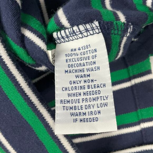 RALPH LAUREN POLO Custom Fit Polo Shirt Navy Blue Green Stripe sz Large Preppy - Picture 4 of 7